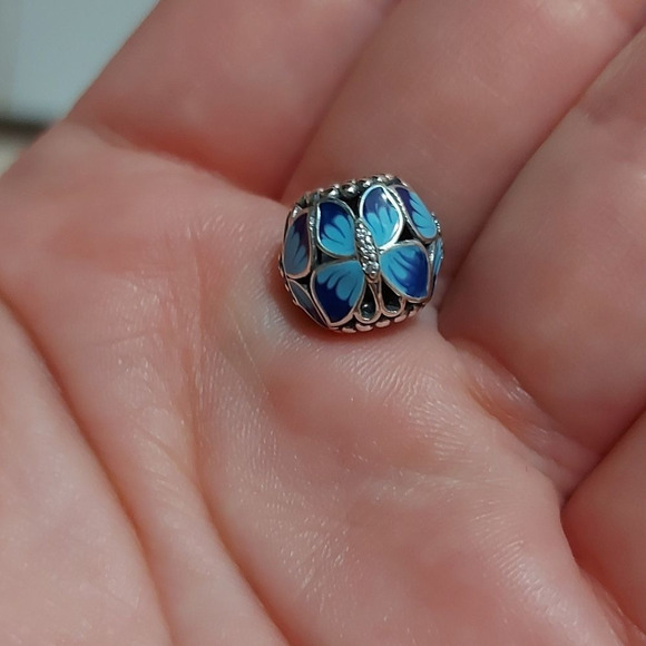 925 Silver Blue Butterfly Charm - Picture 4 of 6